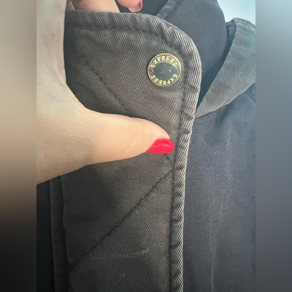 EXPRESS Two Toned Quilted Parka Hooded Jacket with Thumb Holes size S - Picture 4 of 12